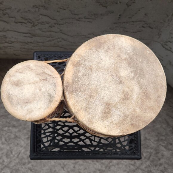 Moroccan Hand-Painted Ceramic Bongo Drums with Goat Hide – Handmade Folk Art - Picture 16 of 16